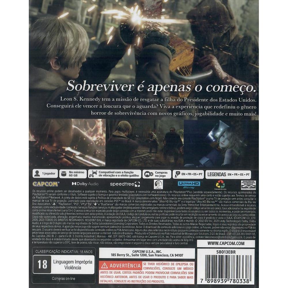 Resident Evil 4 Remake Ps5 (Novo) (Jogo Mídia Física) - Arena Games - Loja  Geek